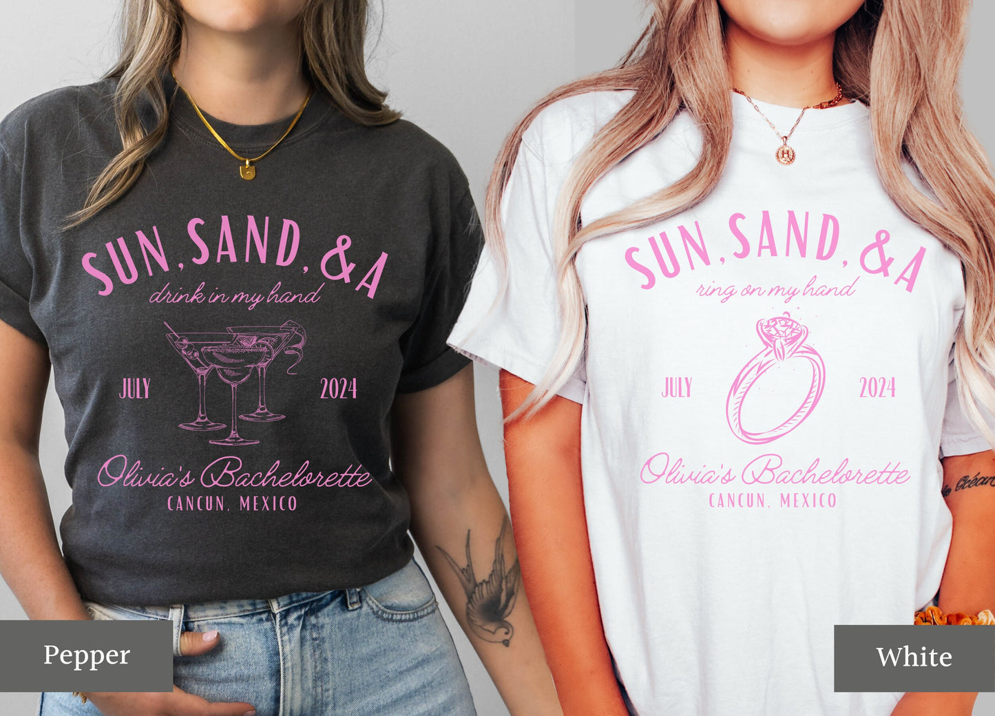 Beach Bachelorette Party Shirts, Sun Sand and a Ring on My Hand, Custom Bachelorette Tshirts, Comfort Colors Bachelorette Tees, Beach Bach