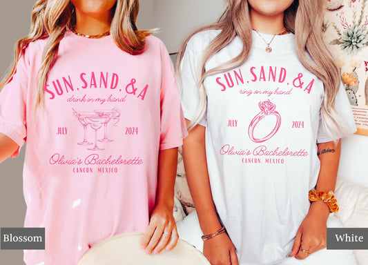 Beach Bachelorette Party Shirts, Sun Sand and a Ring on My Hand, Custom Bachelorette Tshirts, Comfort Colors Bachelorette Tees, Beach Bach
