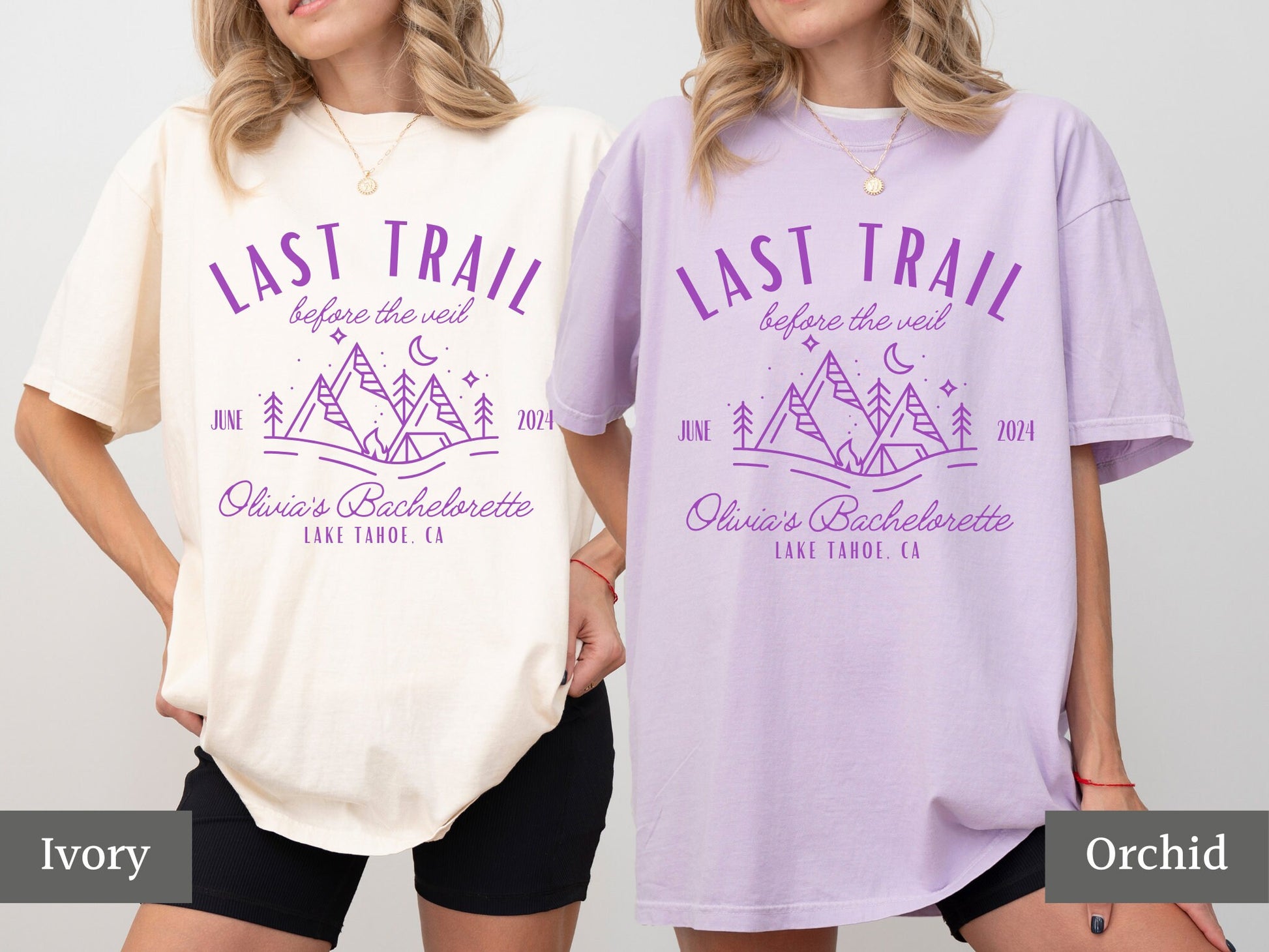 Camping Bachelorette Party Shirts, Last Trail Before the Veil, Custom Bachelorette Weekend Tees, Lake Mountains Hiking Bachelorette