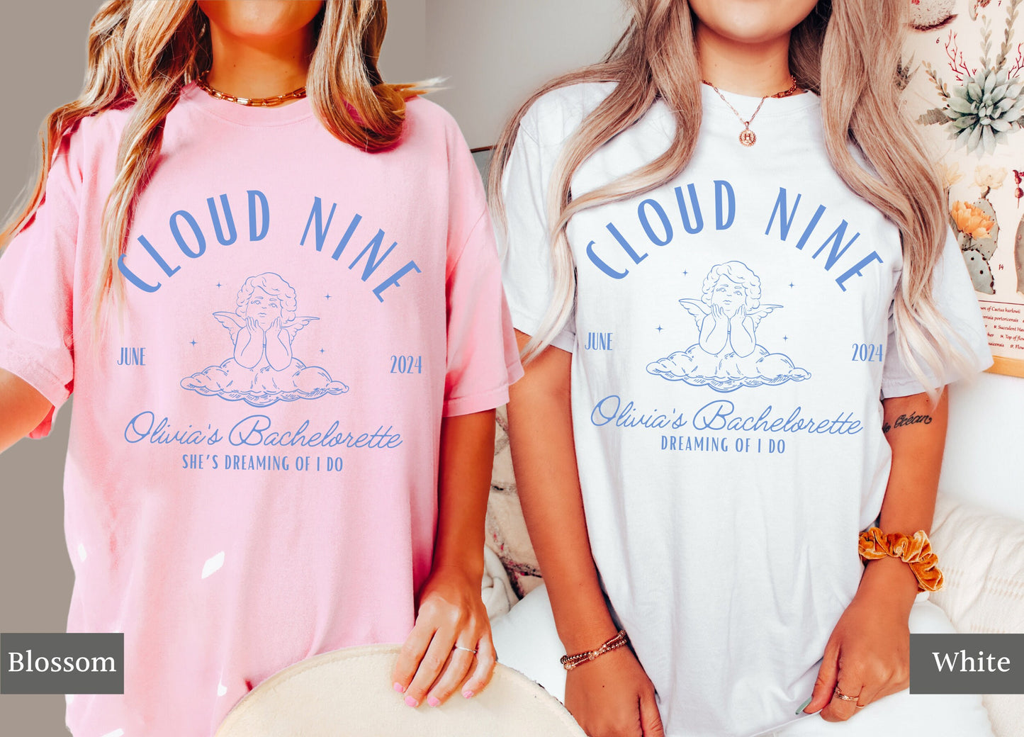 Cloud Nine Bachelorette Shirts, Bride on Cloud Nine, Custom Location Bachelorette Tees, Personalized Bridal Party Tshirts, Bach Party