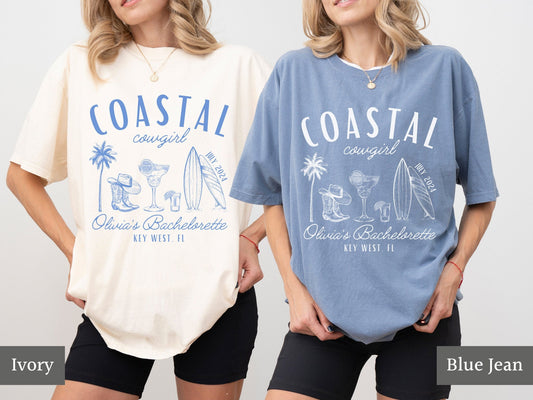 Coastal Cowgirl Bachelorette Party Shirt, Custom Location Bach Tees, Bridesmaid Gifts, Western Bachelorette, Bridal Party Tshirts