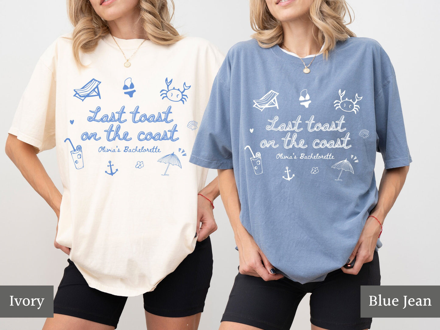 Last Toast on the Coast Shirts, Beach Bachelorette, Custom Bachelorette Tees, Hand Drawn Style, Coastal Theme Bach