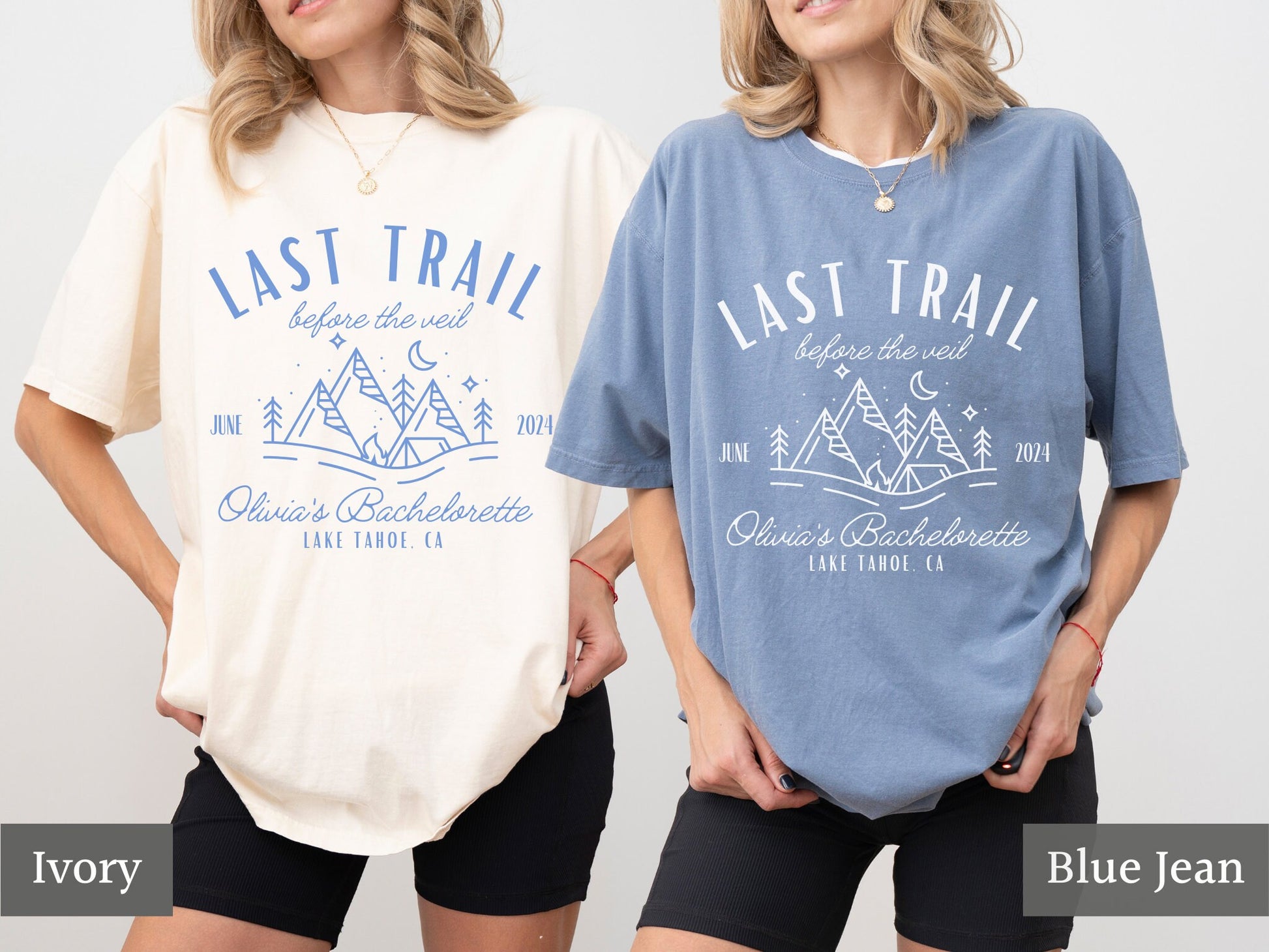 Camping Bachelorette Party Shirts, Last Trail Before the Veil, Custom Bachelorette Weekend Tees, Lake Mountains Hiking Bachelorette