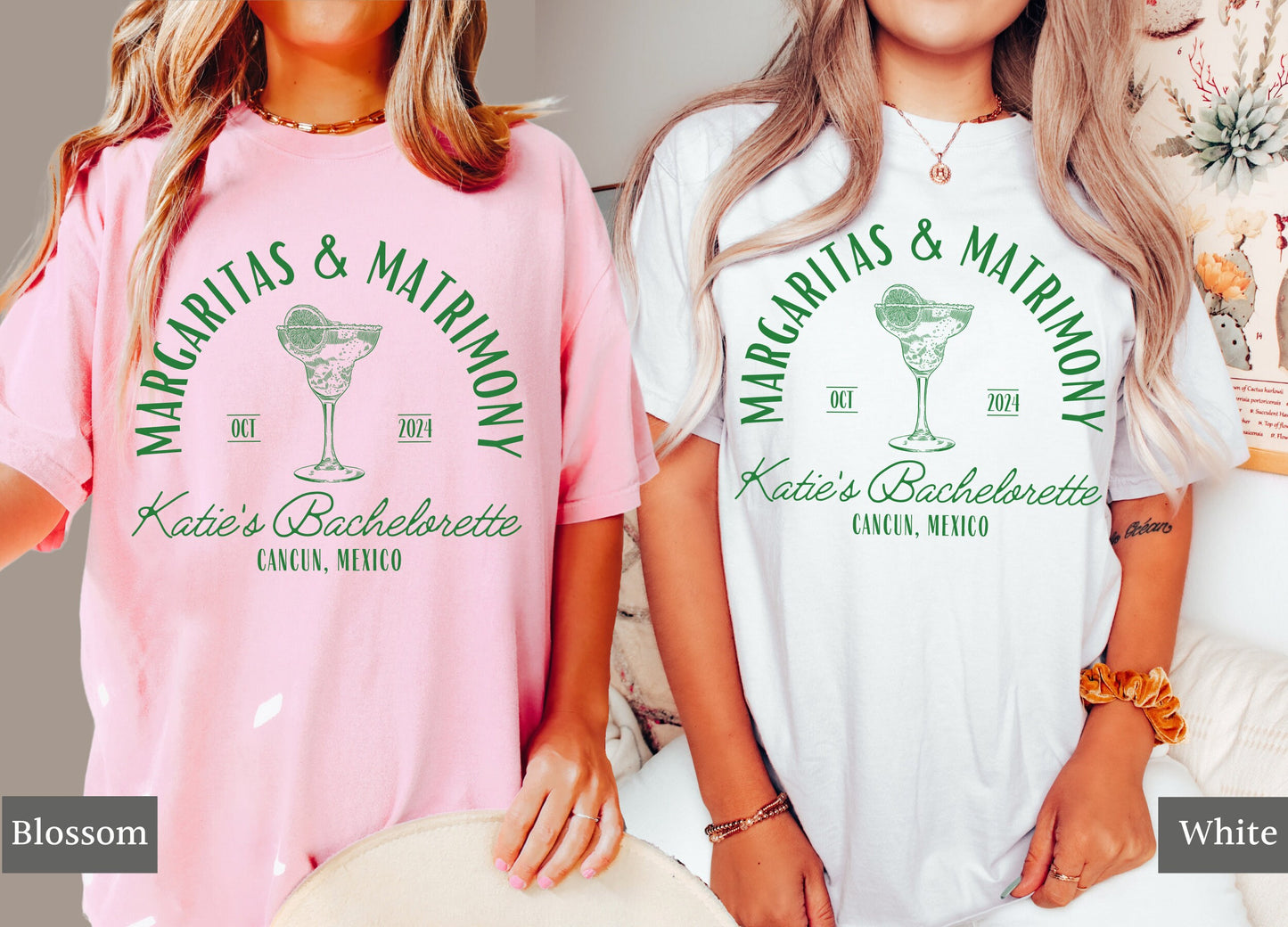 Margaritas and Matrimony Bachelorette Shirts, Custom Location Bachelorette Tees, Final Fiesta Bach Tshirts, Mexico Bachelorette Party