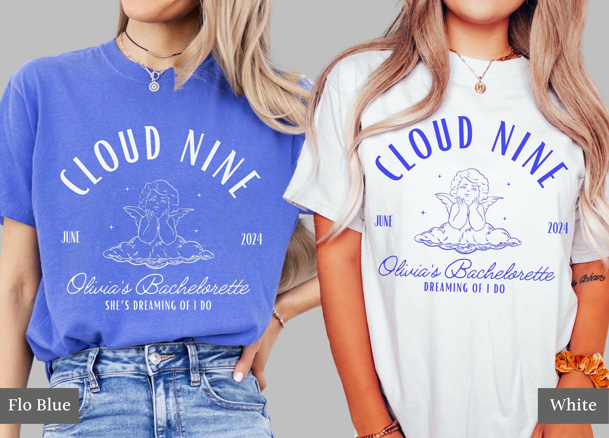 Cloud Nine Bachelorette Shirts, Bride on Cloud Nine, Custom Location Bachelorette Tees, Personalized Bridal Party Tshirts, Bach Party