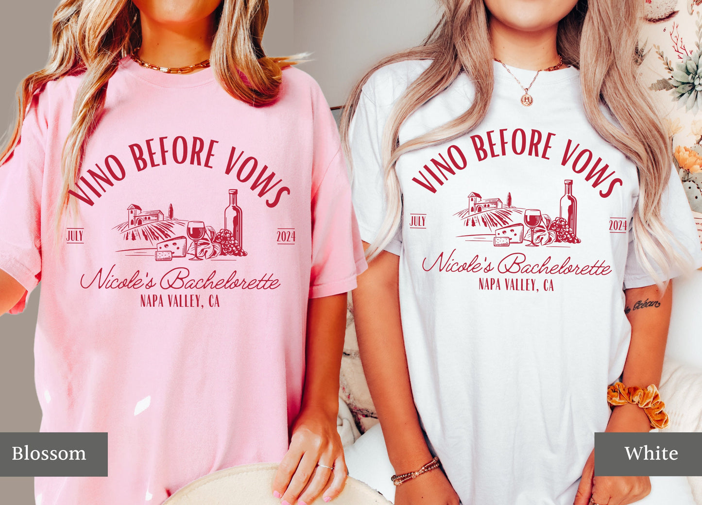 Wine Bachelorette Party, Custom Winery Bachelorette Shirts, Vino Before Vows, Personalized Bach Tees, Vineyard Bachelorette