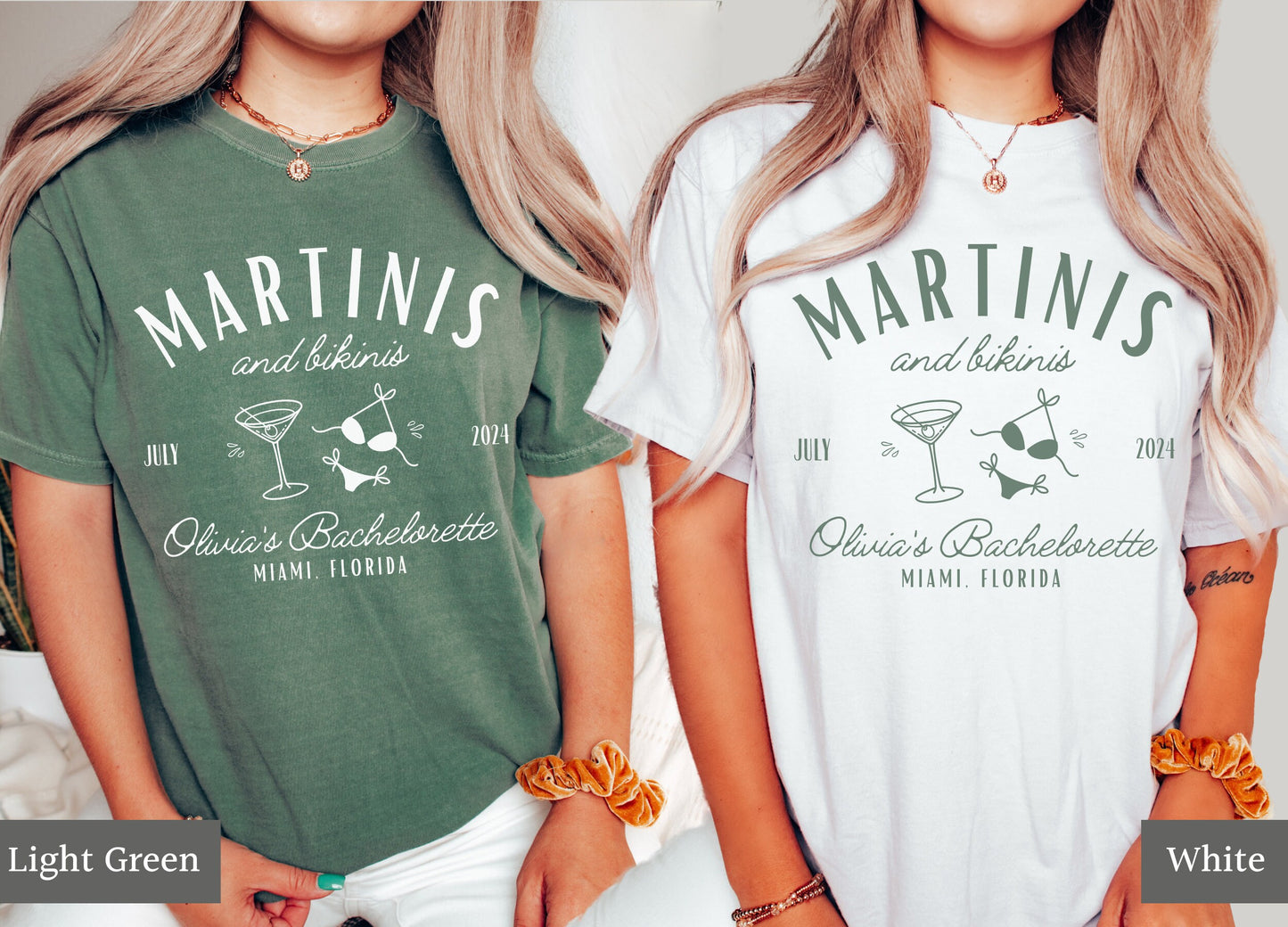 Martinis and Bikinis Bachelorette Party Shirts, Beach Bachelorette Tees, Custom Comfort Colors Bach Tshirts, Luxury Social Club Bach