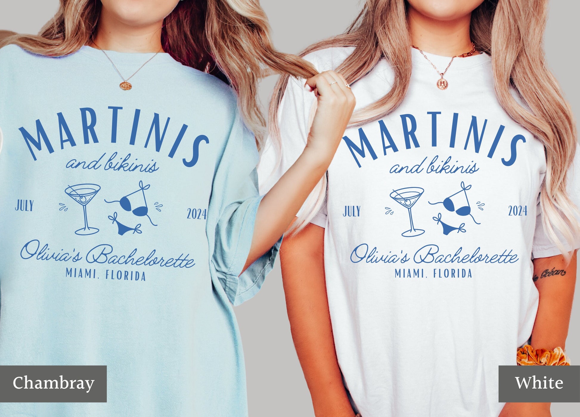 Martinis and Bikinis Bachelorette Party Shirts, Beach Bachelorette Tees, Custom Comfort Colors Bach Tshirts, Luxury Social Club Bach