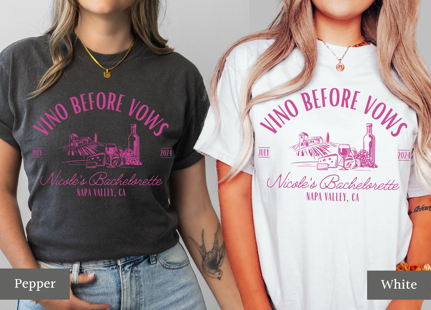 Wine Bachelorette Party, Custom Winery Bachelorette Shirts, Vino Before Vows, Personalized Bach Tees, Vineyard Bachelorette