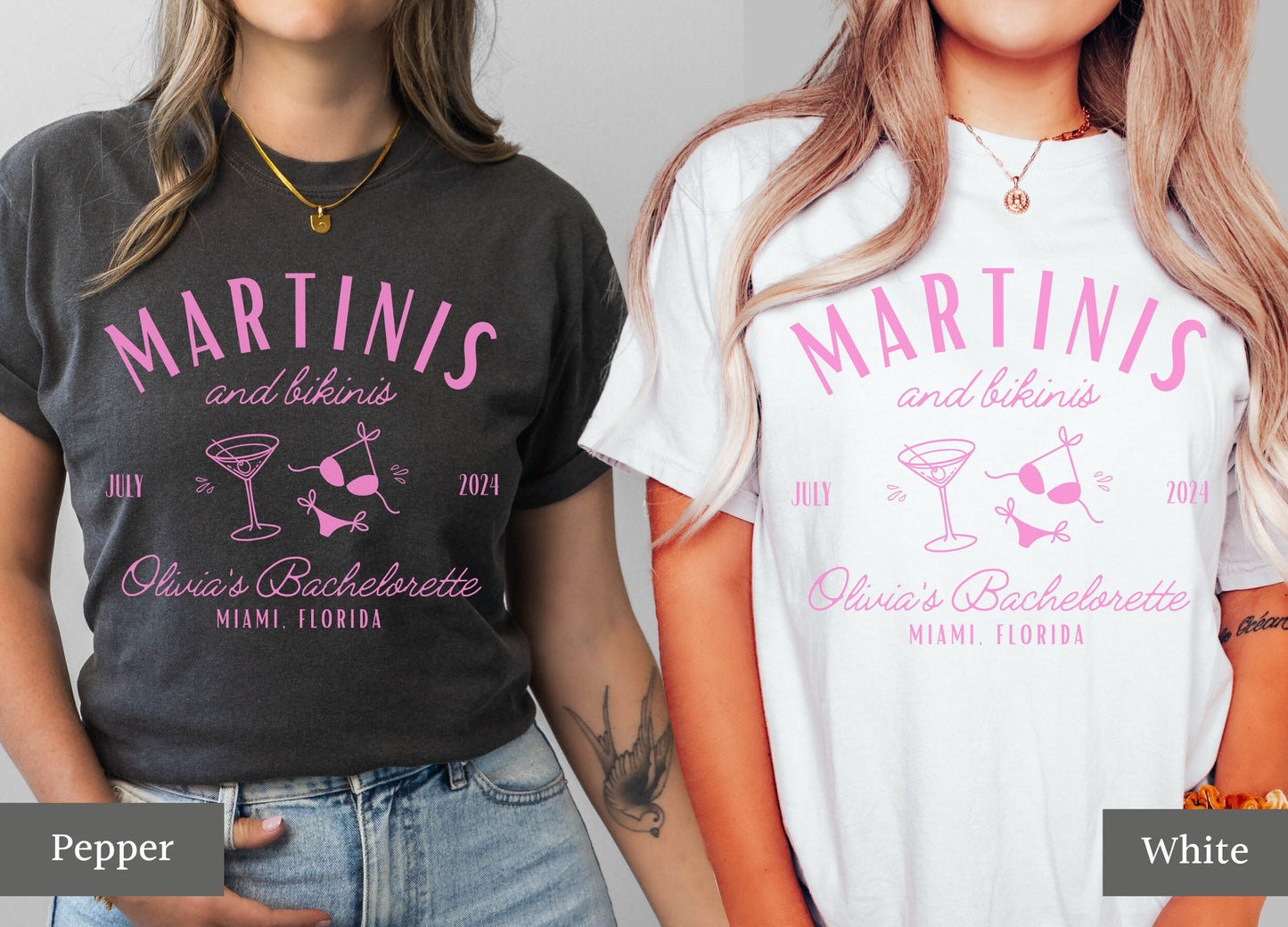 Martinis and Bikinis Bachelorette Party Shirts, Beach Bachelorette Tees, Custom Comfort Colors Bach Tshirts, Luxury Social Club Bach