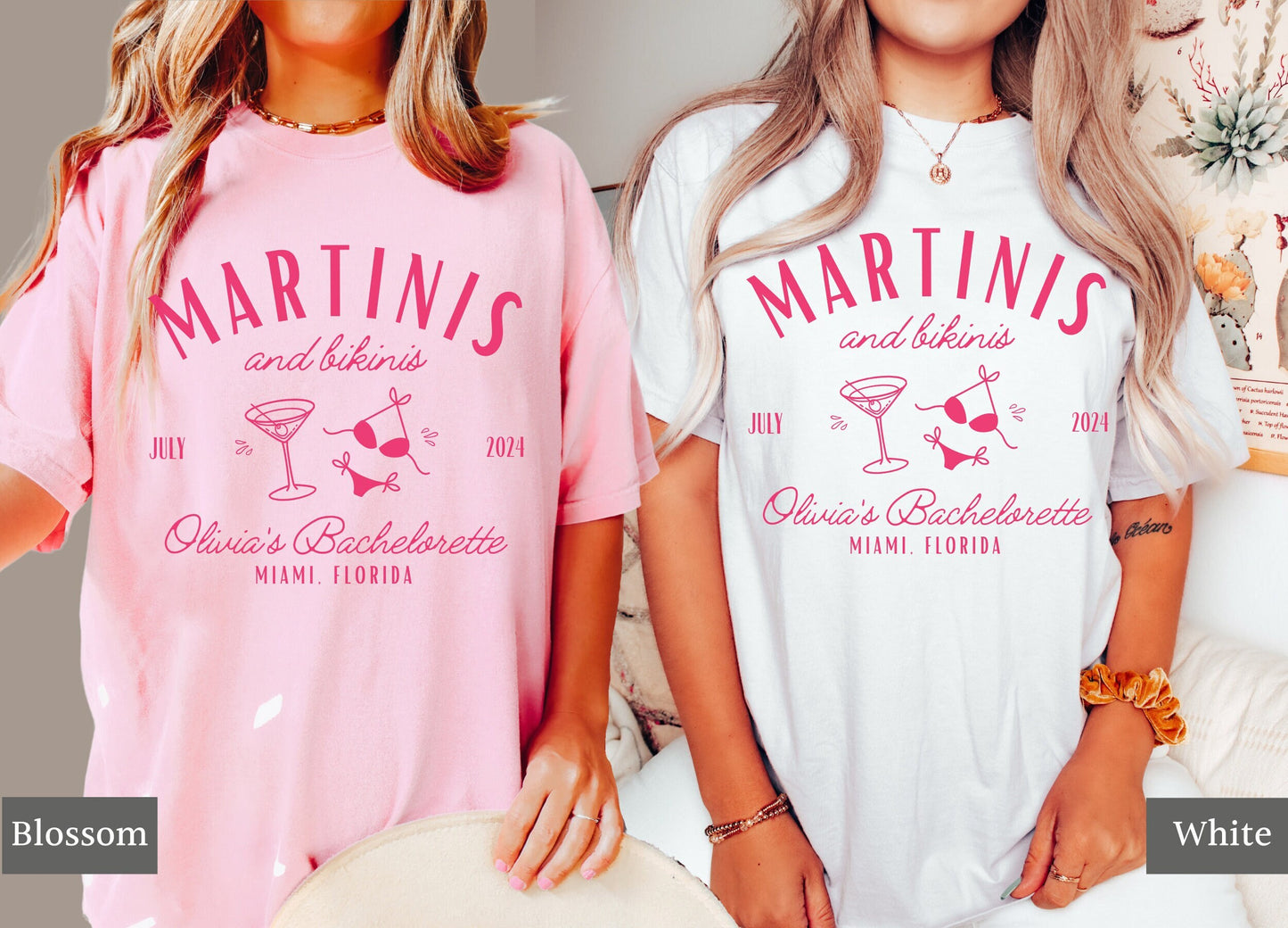 Martinis and Bikinis Bachelorette Party Shirts, Beach Bachelorette Tees, Custom Comfort Colors Bach Tshirts, Luxury Social Club Bach