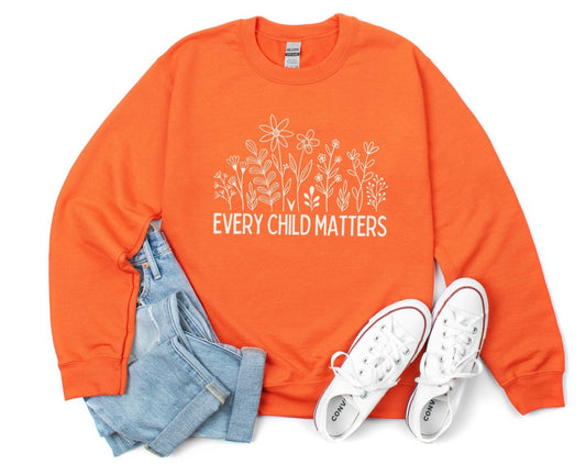 Every child matters orange sweatshirt with flower design