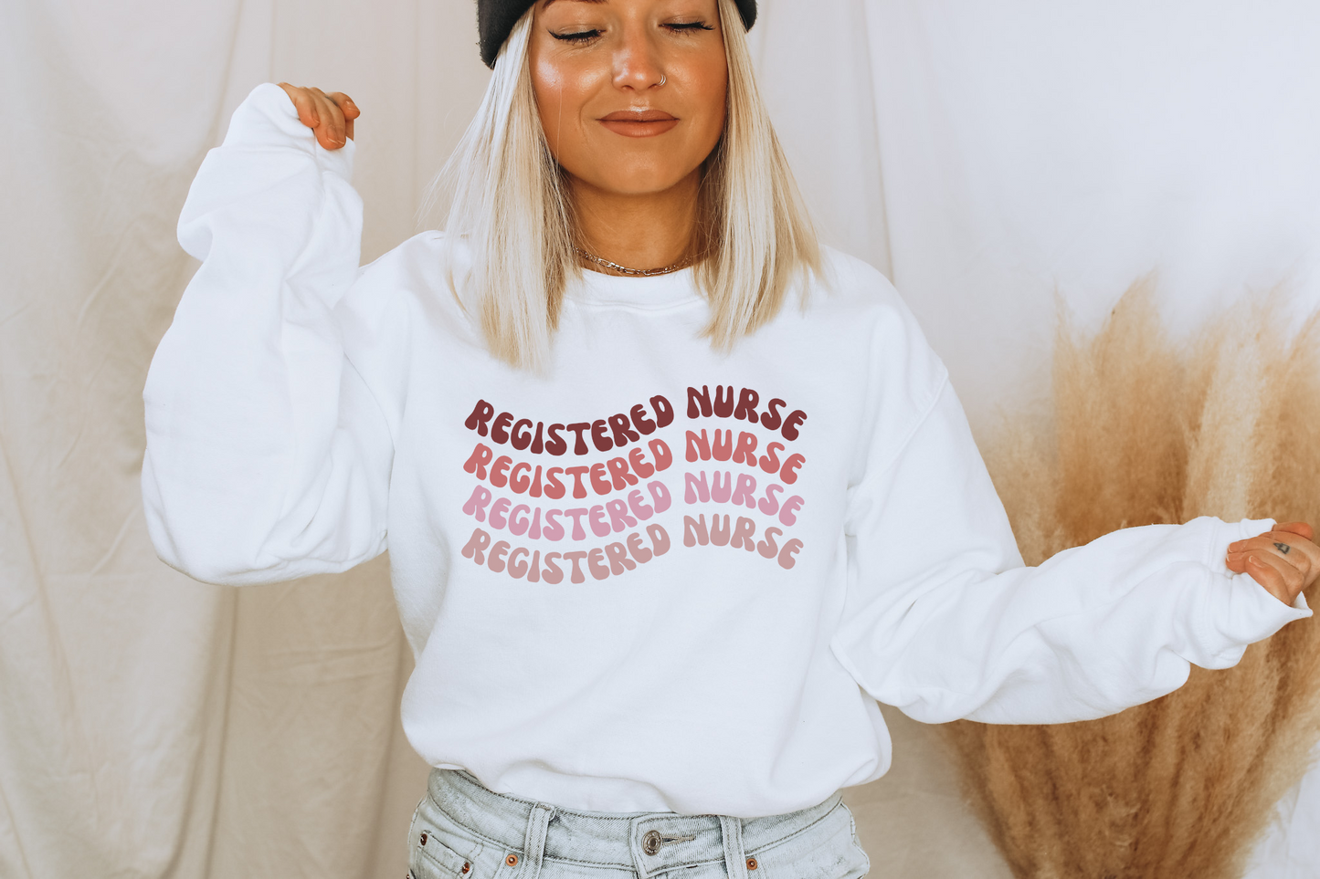 Red Retro Registered Nurse Sweatshirt