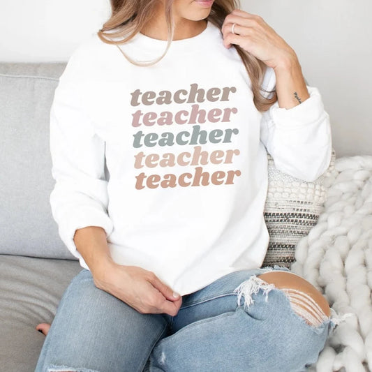 Light Retro Teacher Sweatshirt