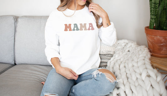 Retro Mama Sweatshirt, Vintage Crewneck, Mama Sweater, Mama Shirt, Mom Crewneck, New Mom Present, Cute Gift for Mother, Pregnancy Gift