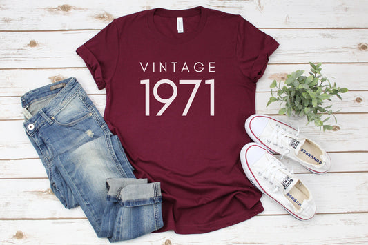 Vintage 1971 Shirt, 50th Birthday Tee, 50th Birthday Gift, 1971 Tee, Shirt for Birthday Party, Gift for 50th Birthday, Unisex Tshirt