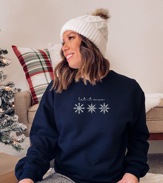 Let it Snow Sweatshirt, Ugly Christmas Sweater, Matching Family Christmas Shirts, Snowflake Crewneck, Cute Xmas Outfit, Holiday Party Jumper