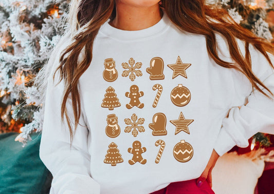 Gingerbread Sweatshirt, Ugly Christmas Sweater for Women, Cute Xmas Party Crewneck, Gingerbread Cookies Shirt, Holiday Pajamas, Gift for Her