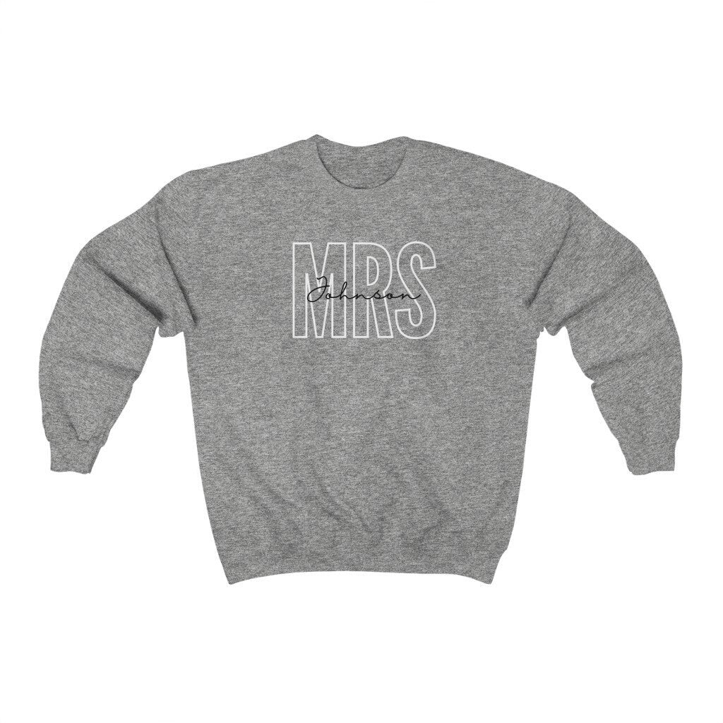 Personalized Mrs Sweatshirt, Engagement Sweater, Custom Honeymoon Shirt, Bridal Shower Gift, Wifey Crewneck, Fiancee Pullover