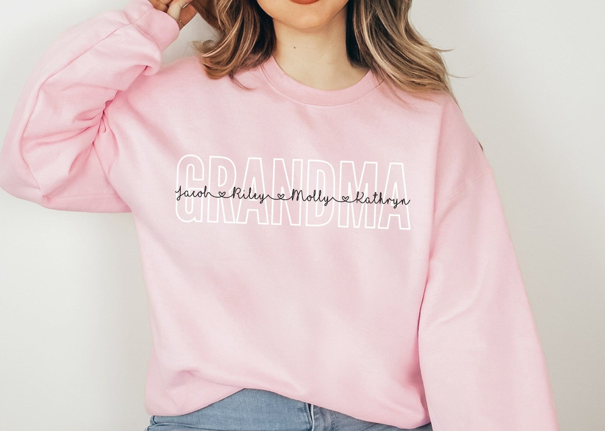 Personalized Gift for Grandma, Custom Shirt with Kids Names, Gifts for Mom, Birthday Present for Nana, Grandmother Sweater Sweatshirt