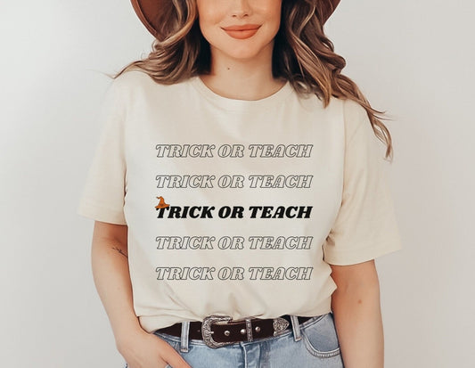 Halloween Teacher Shirt, Trick Or Teach Tee, Funny Teacher T-Shirt for Halloween, Halloween Party Clothing, Spooky Elementary Teacher Shirt
