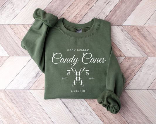 Candy Cane Sweatshirt, Vintage Christmas Crewneck Sweater, Holiday Party Shirt, Ugly Christmas Jumper, Cute Secret Santa Gift, Xmas Pajamas