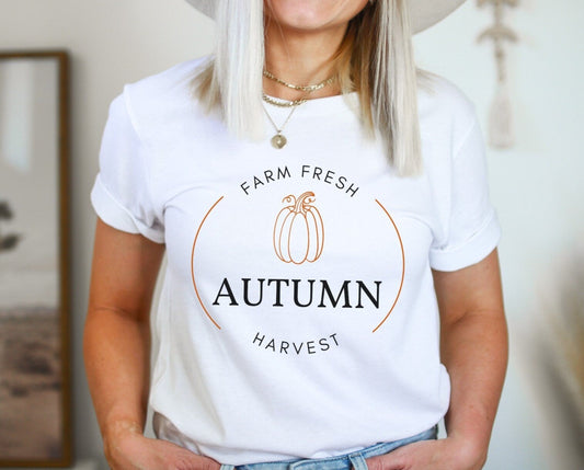 Farm Fresh Autumn Harvest Shirt, Cute Pumpkin Tee, Aesthetic Fall Tshirt, Fall Vibes, Thanksgiving Gift, Pumpkin Picking Shirt, Halloween