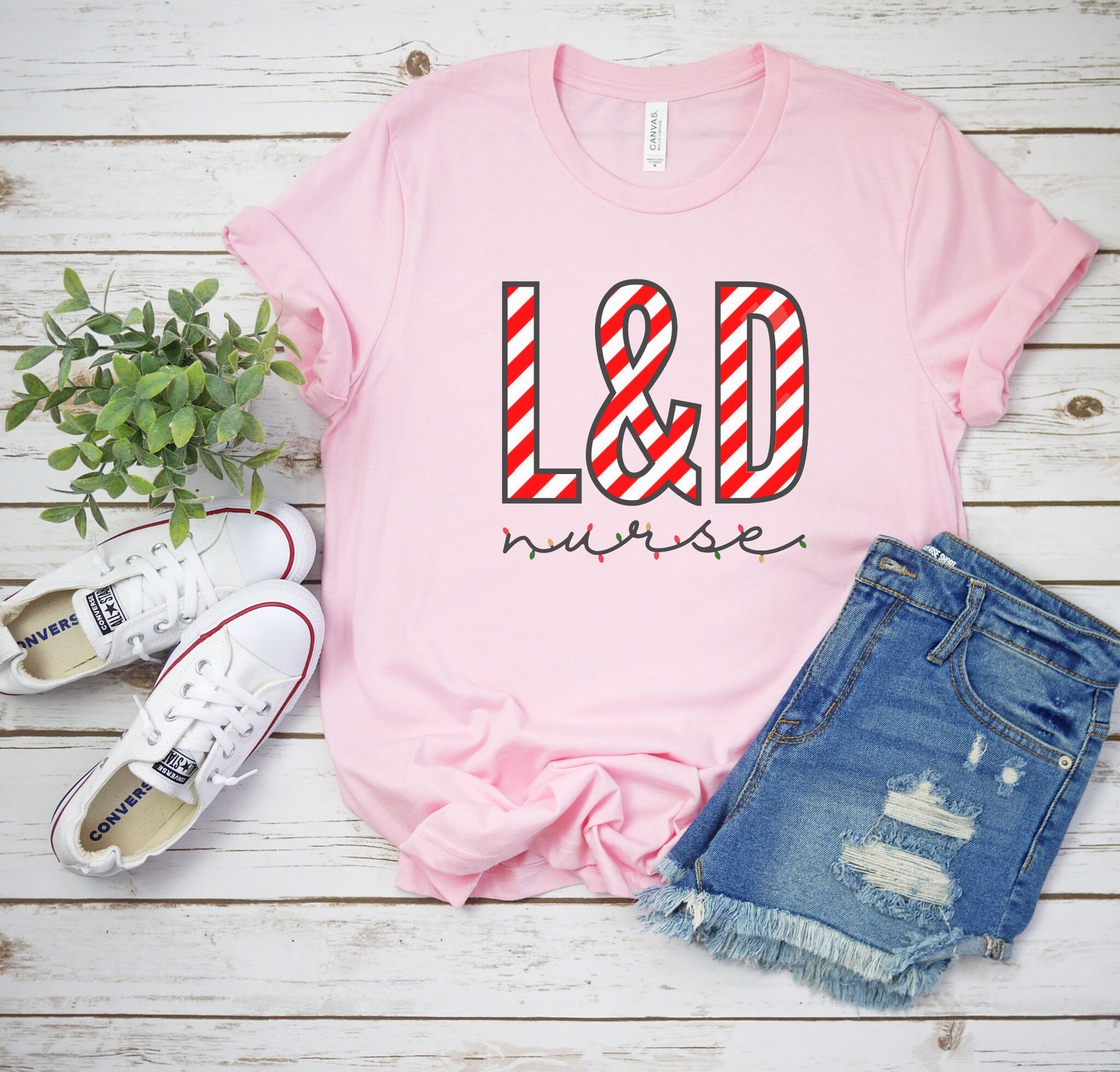 Candy Cane Labor & Delivery Nurse Tee