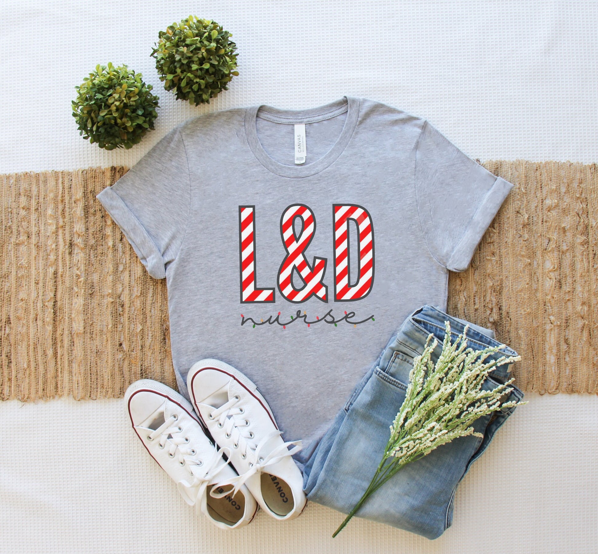 Candy Cane Labor & Delivery Nurse Tee