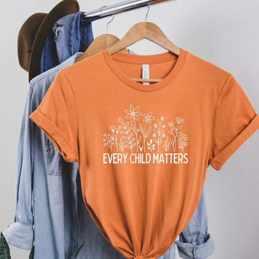 Portion Donated! Every Child Matters Shirt, Orange Shirt Day 2023, Flowers Orange Tee, Indigenous Residential Schools Awareness